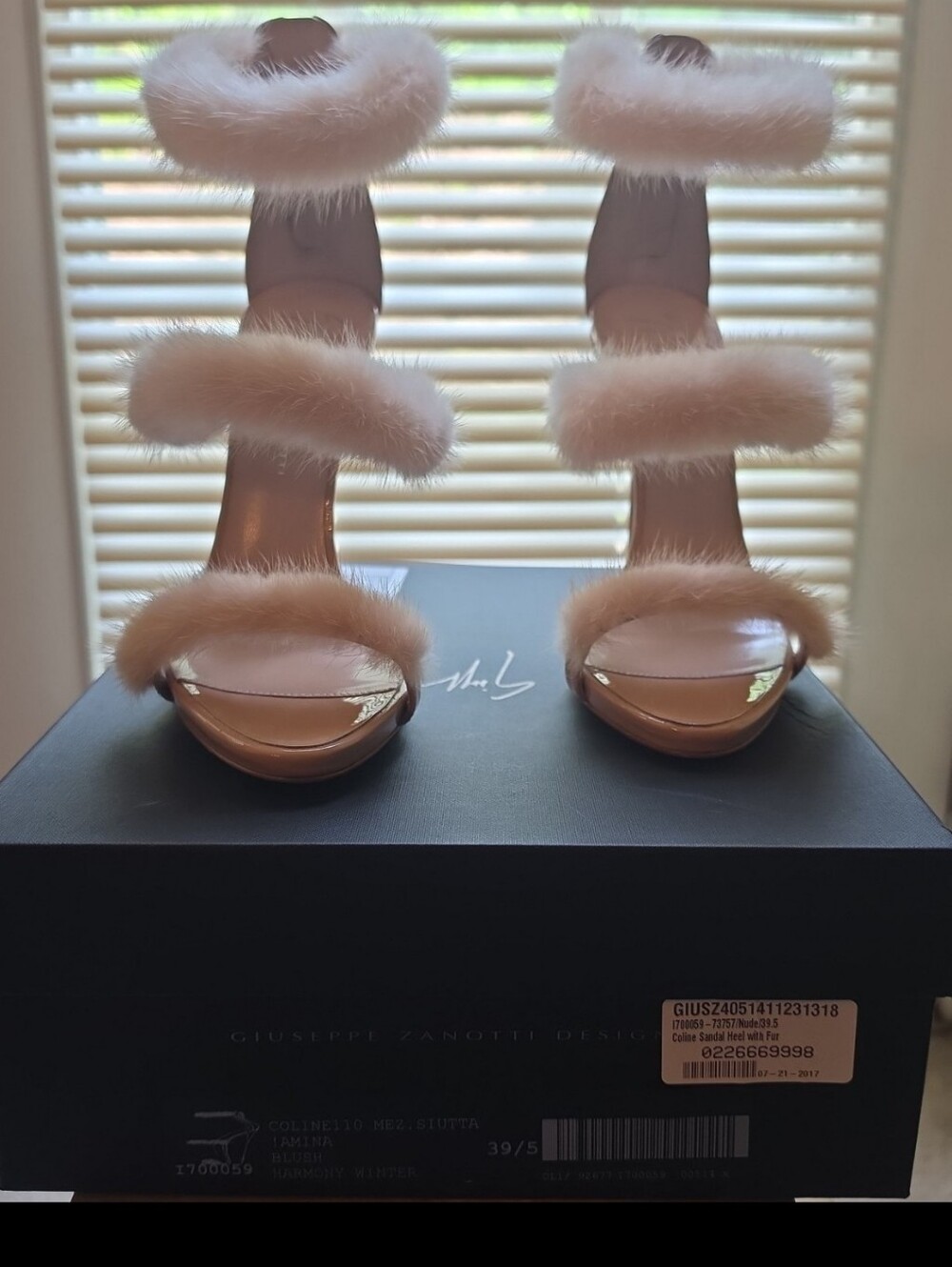 Giuseppe Zanotti Pink Fur Triple-Strap High Heels